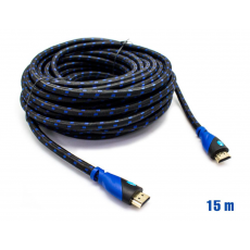 Cable HDMI Mallado v.1.4 M/M 26AWG Azul/Negro 15m BIWOND