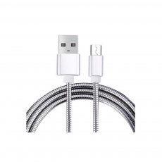 Cable USB a Micro USB 5 Pines (Carga y Transferencia) Metal Plata 1m Biwond