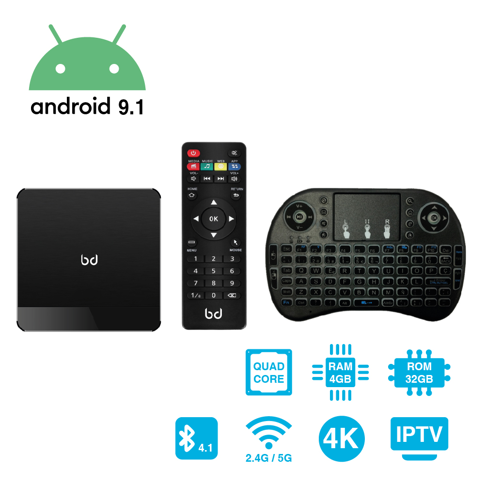 Smart TV Android 9.1 HDR 4K + Teclado Inalámbrico 4GB RAM 32GB ROM HomeBox  Pro Biwon > Informatica > Mini PC