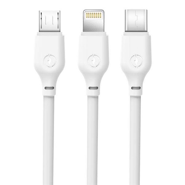 Cable NB103 Carga Rápida 3 en 1 Micro USB + Tipo C + Lightning a USB Blanco  XO > Informatica > Accesorios USB