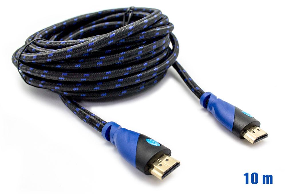 Cable HDMI Mallado v.1.4 M/M 28AWG Azul/Negro 10m BIWOND > Informatica >  Cables y Conectores > Cables HDMI