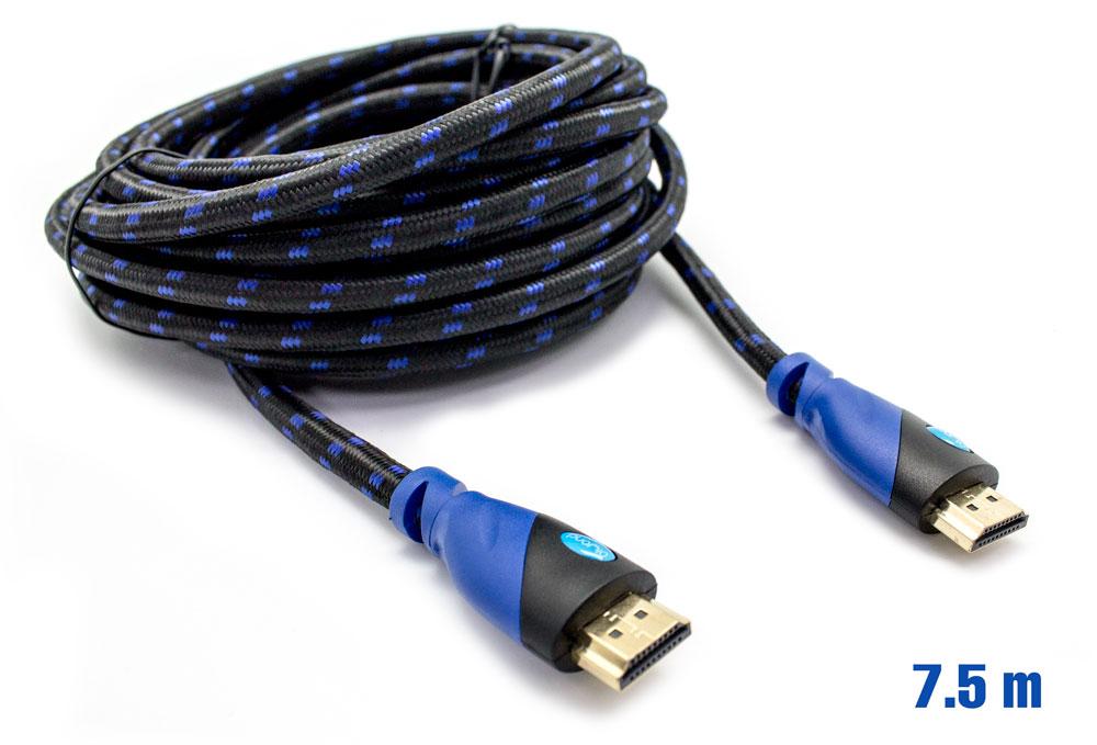 Cable HDMI Mallado v.1.4 M/M 30AWG Azul/Negro 7.5m BIWOND > Informatica >  Cables y Conectores > Cables HDMI