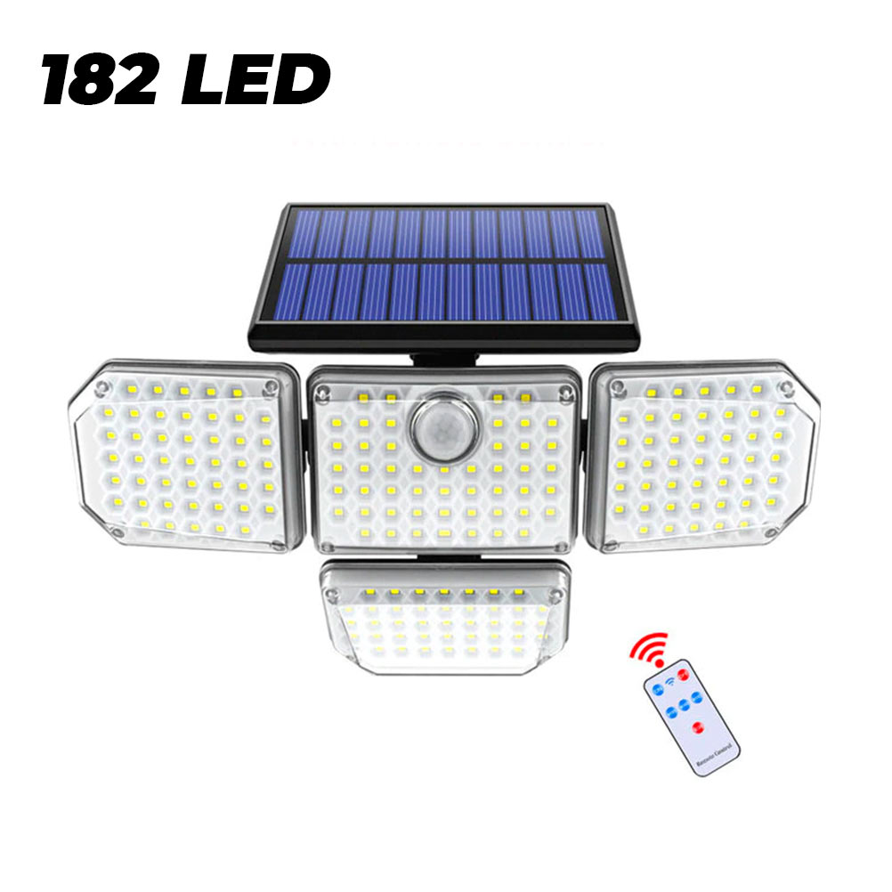 Foco Solar LED 182 Exterior + Sensor Movimiento + Control Remoto >  Iluminacion > Focos LED > Electro Hogar