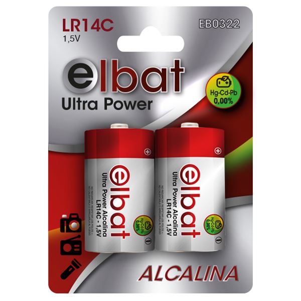 Pack 2 Pilas Alcalinas LR14C ELBAT > Informatica > Baterias y Pilas > Pilas  Alcalinas