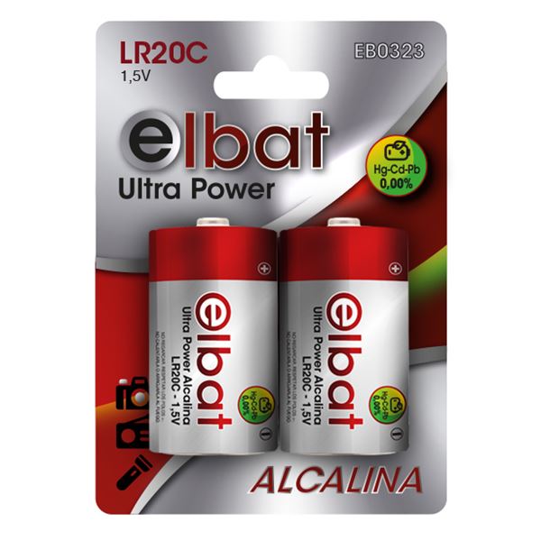 Pack 2 Pilas Alcalinas LR20C ELBAT > Informatica > Baterias y Pilas > Pilas  Alcalinas